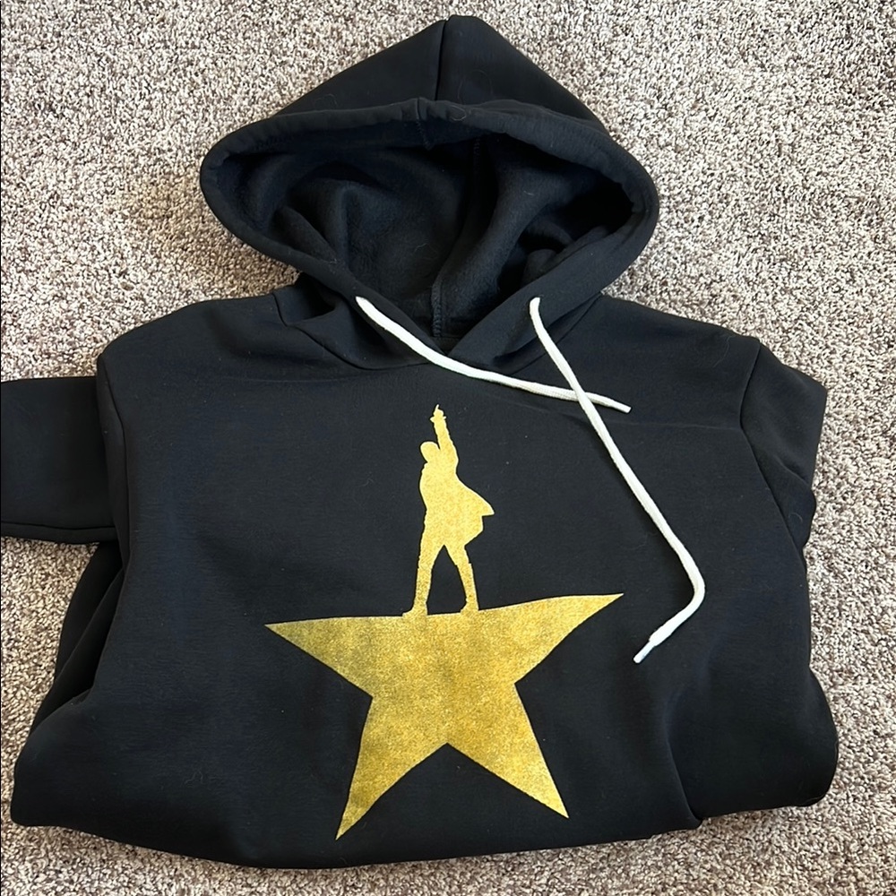 Black Hoodie with Gold Star Design